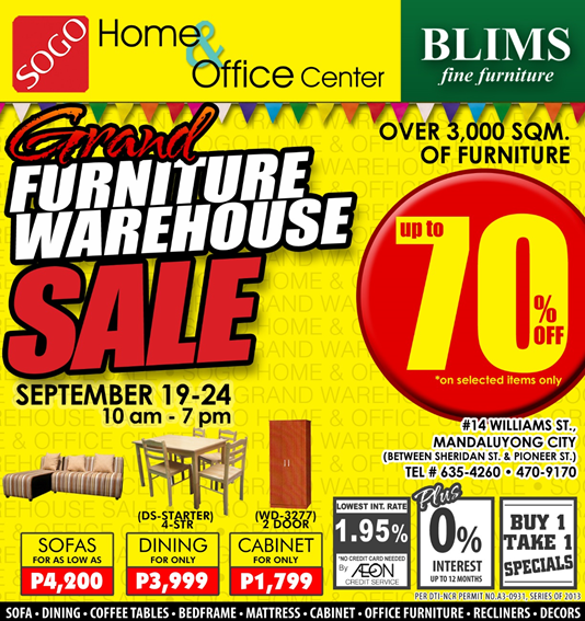 BLIMS SOGO Grand Furniture Warehouse Sale September 2013