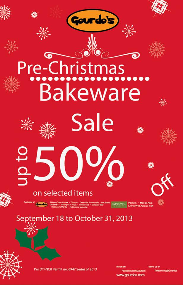 Gourdo's Pre-Christmas Bakeware Sale September - October 2013