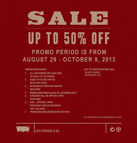 Levi's Sale @ Market Market & Robinsons Lipa September - November 2013