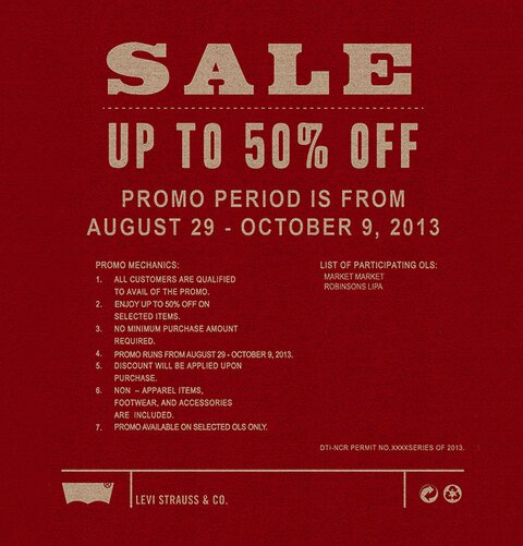 Levi's Sale @ Market Market & Robinsons Lipa September - November 2013