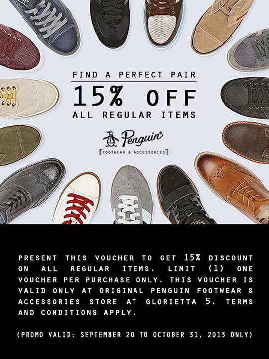 Original Penguin Footwear & Accessories Digital Discount Coupon September - October 2013