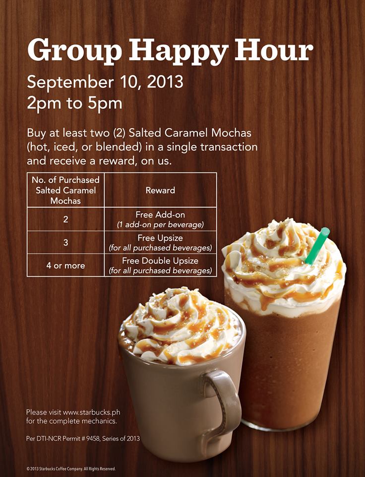 Starbucks Group Happy Hour Promo September 2013