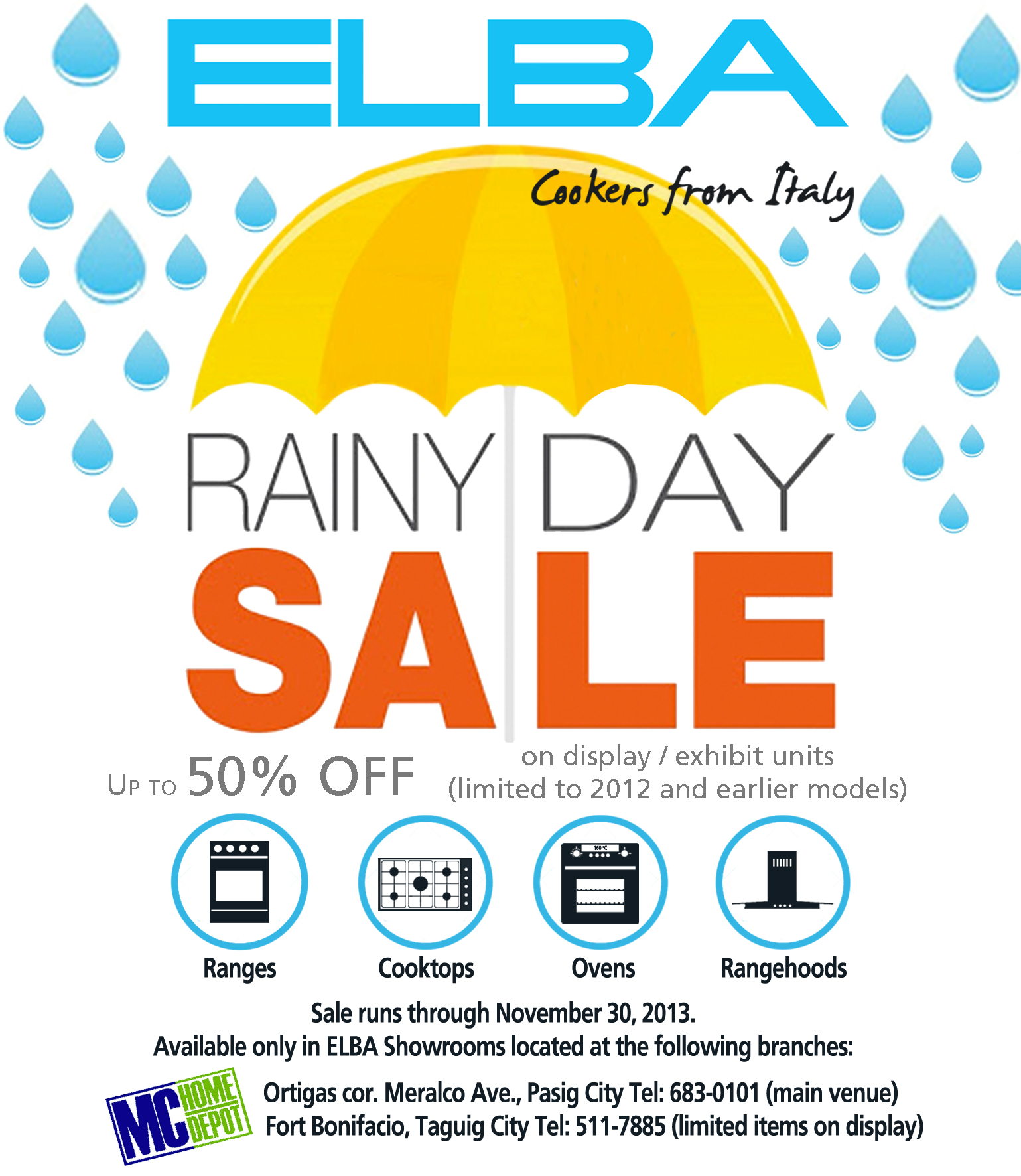 ELBA Rainy Day Sale @ MC Home Depot October - November 2013