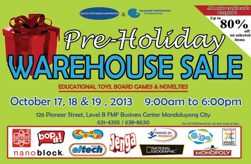 GST & Color Mix Pre-Holiday Toy Warehouse Sale October 2013