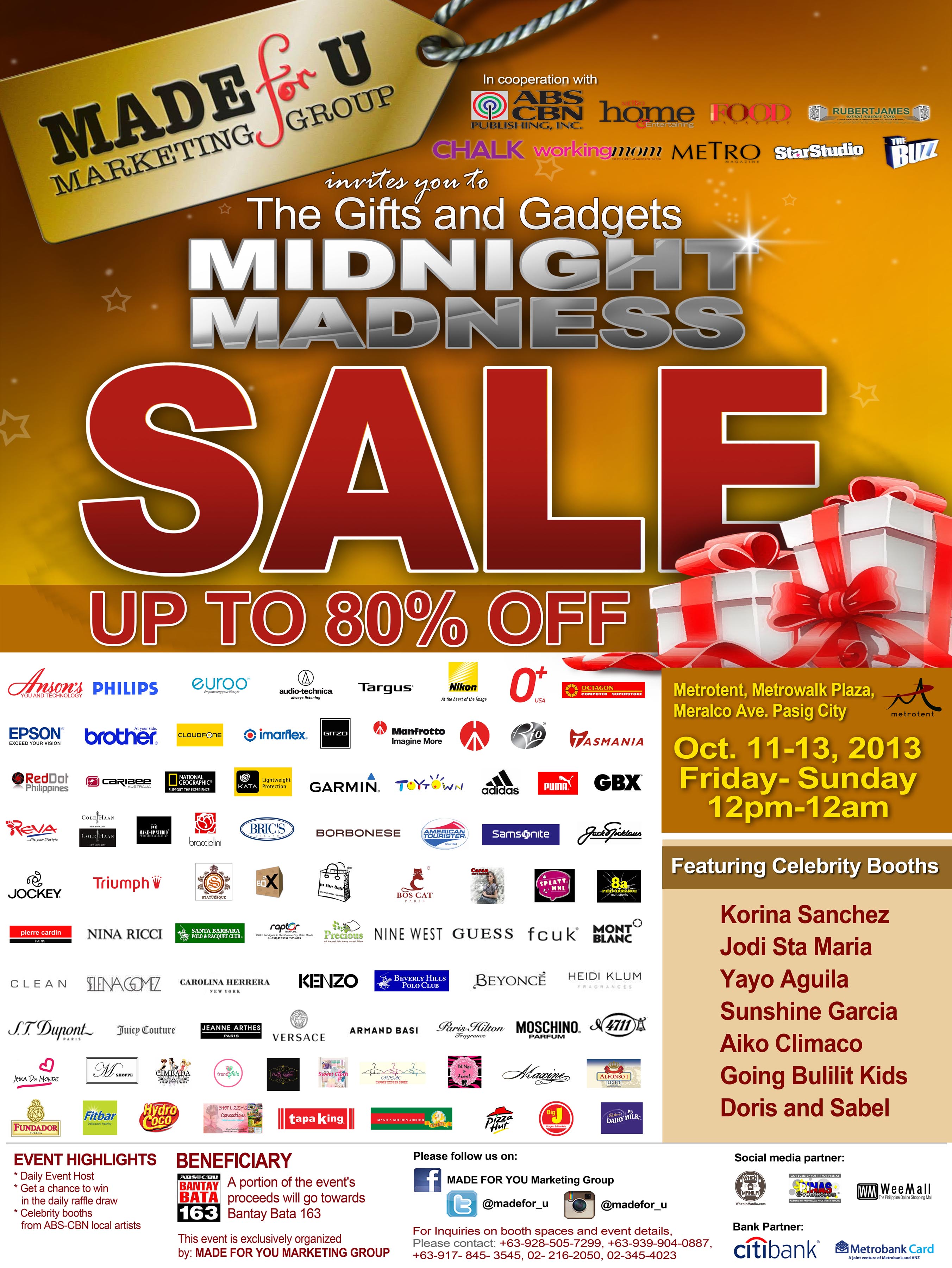 Gifts and Gadgets Midnight Madness Sale @ Metrowalk October 2013