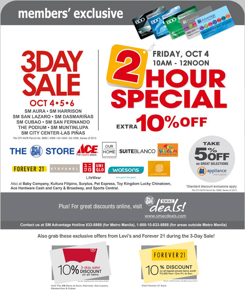 SM Supermalls 3-Day Sale October 2013