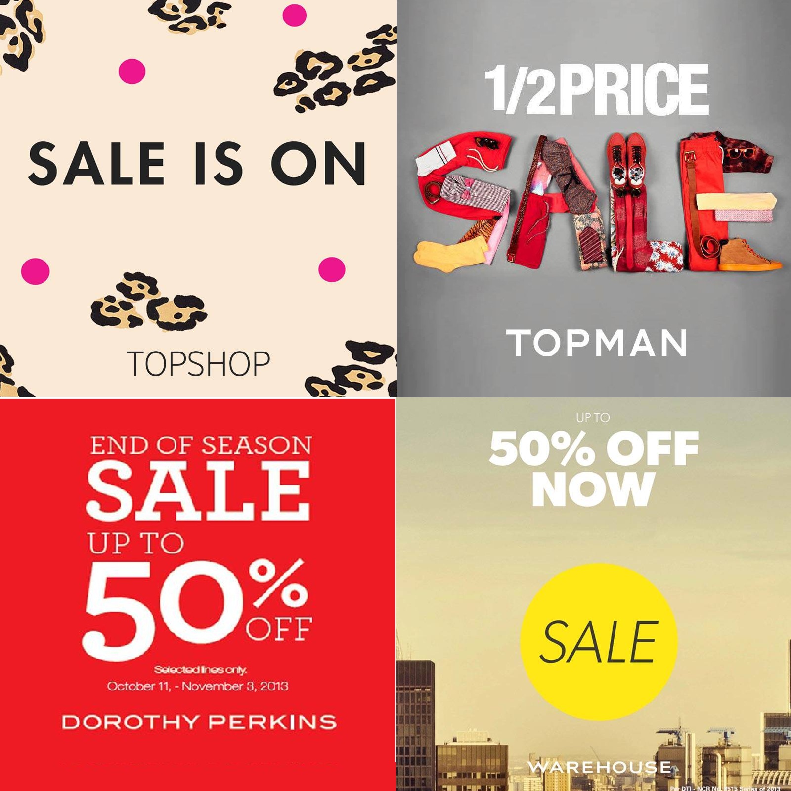 Topshop, Topman, Dorothy Perkins, Warehouse Mid-Season Sale October - November 2013