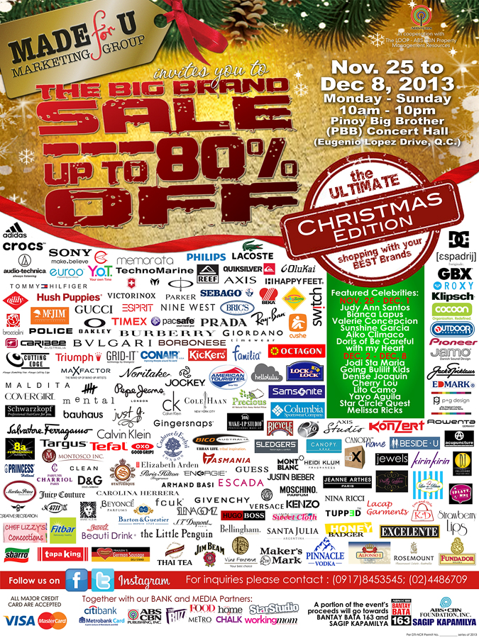 Big Brand Sale Christmas Edition @ Pinoy Big Brother Concert Hall November - December 2013