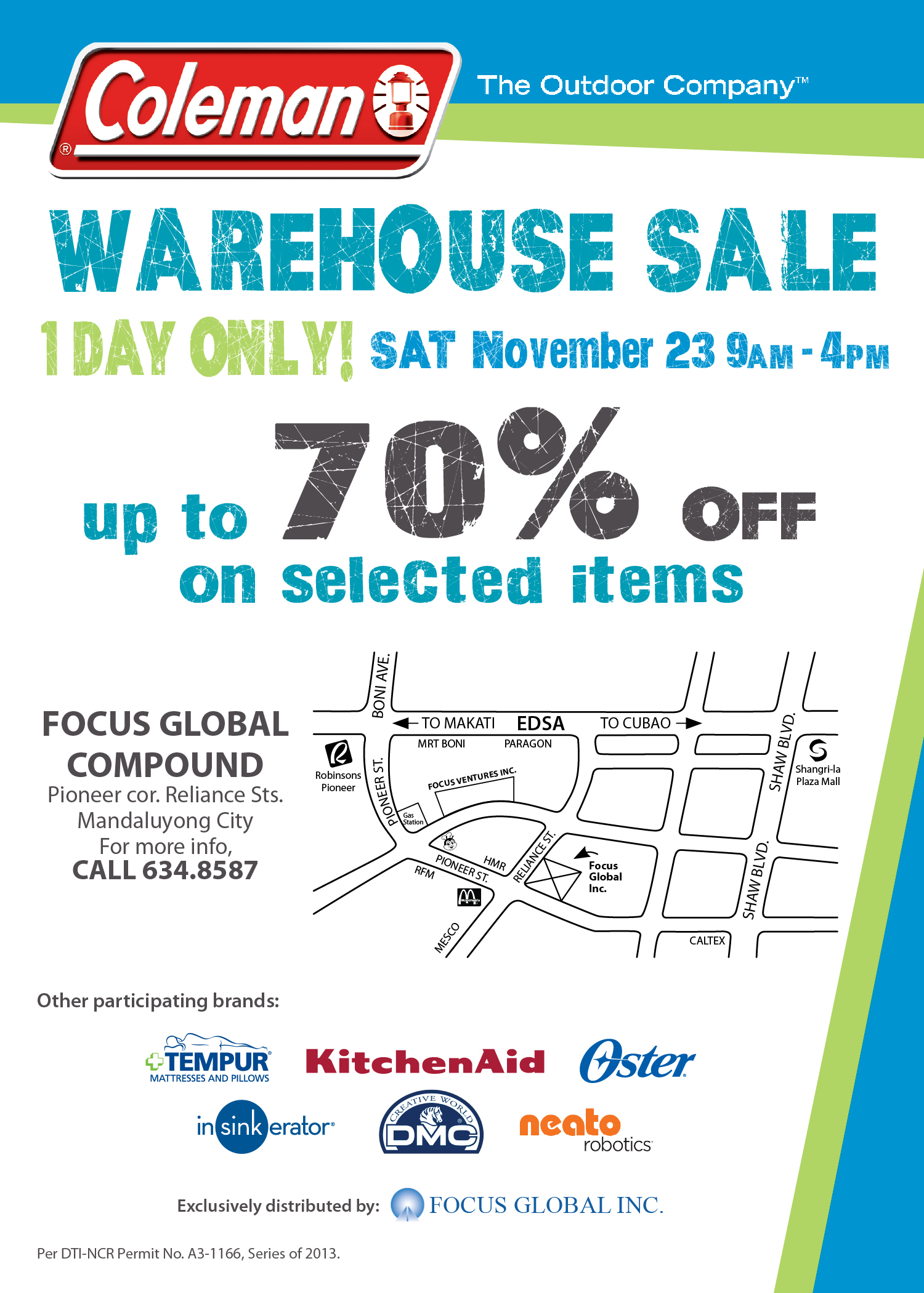 Coleman Warehouse Sale @ Focus Global Compound November 2013