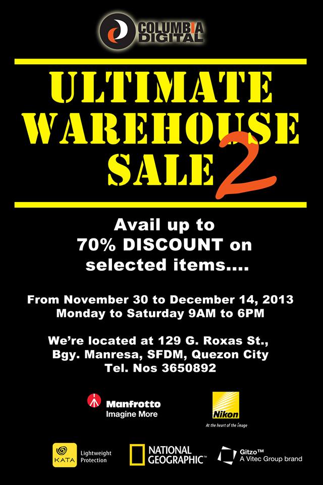 Columbia Digital (Nikon, Manfrotto, Kata, Gitzo, National Geographic) Ultimate Warehouse Sale: November - December 2013