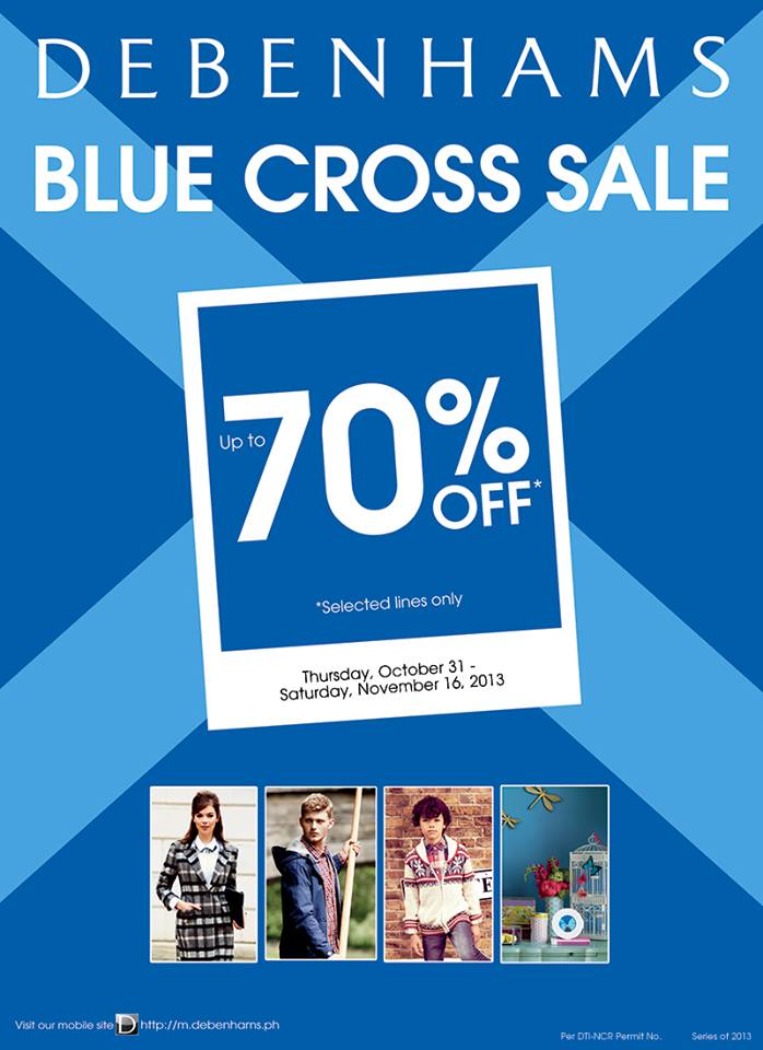 Debenhams Blue Cross Sale October - November 2013