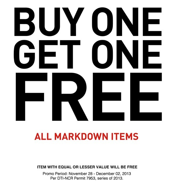 Forever 21 Buy One Get One on Markdown Items November - December 2013