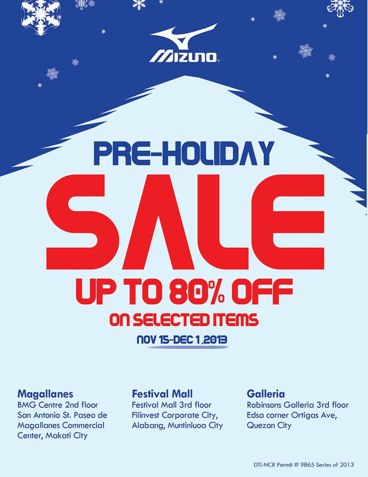 Mizuno Pre-Holiday Sale November - December 2013