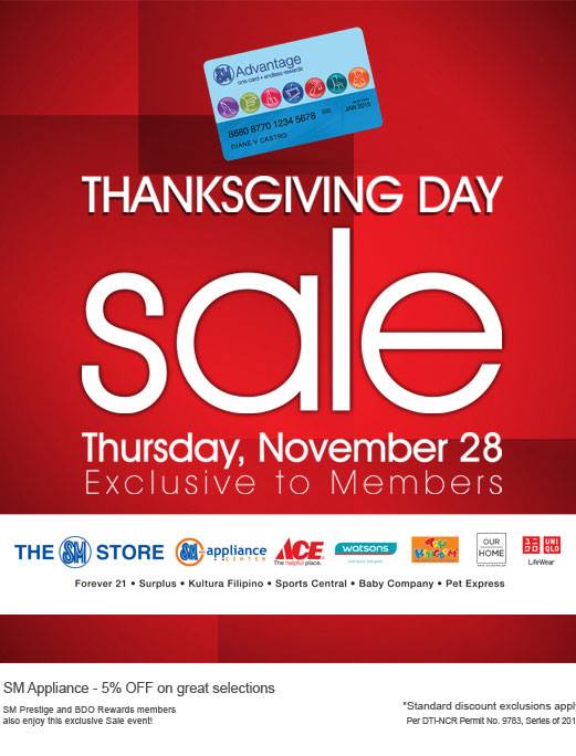SMAC Members Only Thanksgiving Sale November 2013