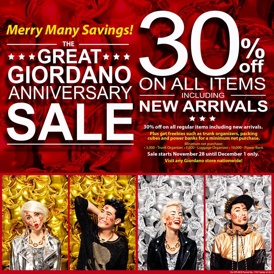 The Great Giordano Anniversary Sale November - December 2013