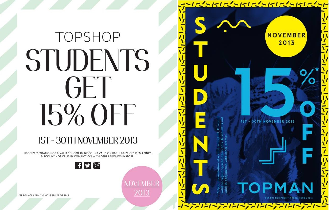 Topshop Topman Student Discount Promo November 2013