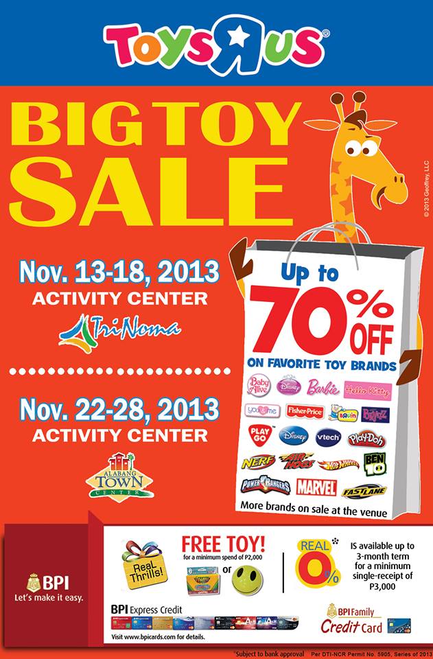 Toys R Us Big Toy Sale @ Trinoma & Alabang Town Center November 2013