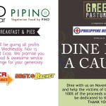 Yolanda Action Weekend – Green Pastures, Pino Resto Bar & Pipino Vegetarian November 2013