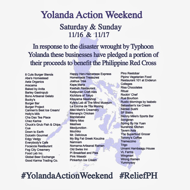 Yolanda Action Weekend: Dine For A Cause November 2013