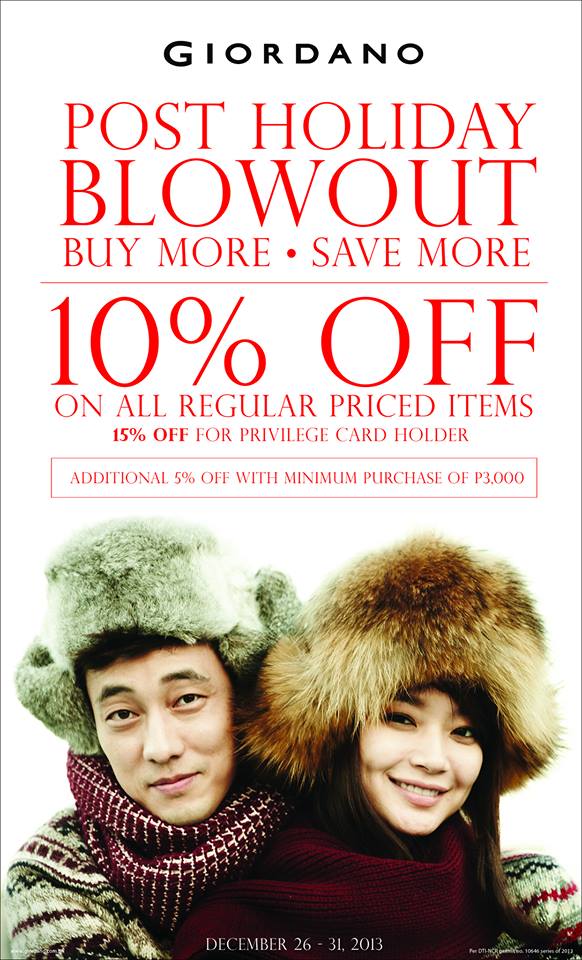 Giordano Post Holiday Blowout Sale December 2013