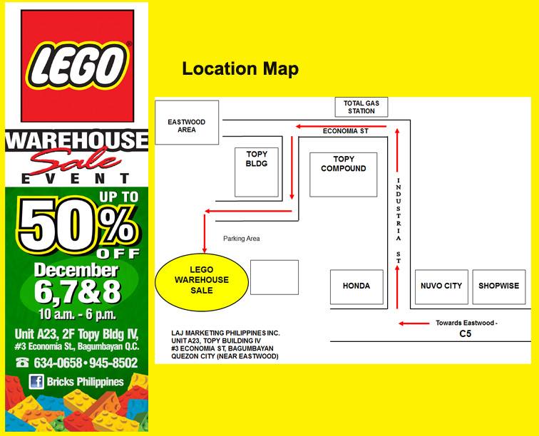 Lego Warehouse Sale location map