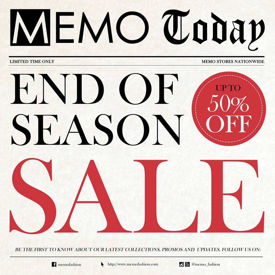 Memo End of Season Sale December 2013 - January 2014