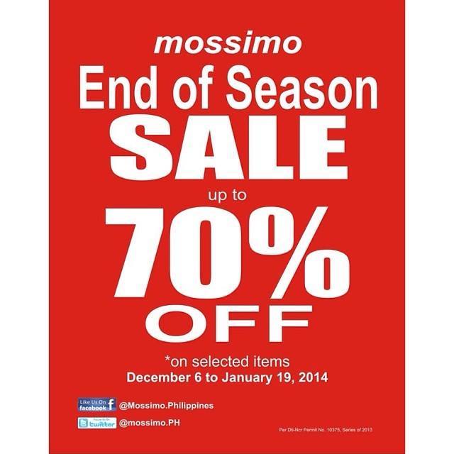 Mossimo End of Season Sale December 2013 - January 2014