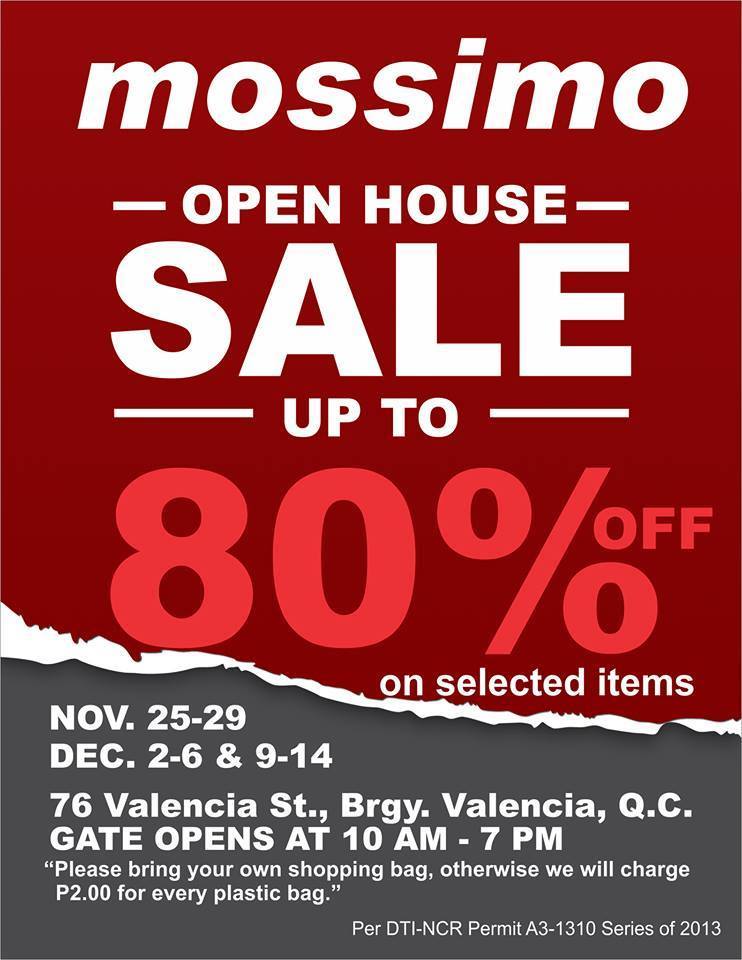 Mossimo Open House Sale December 2013