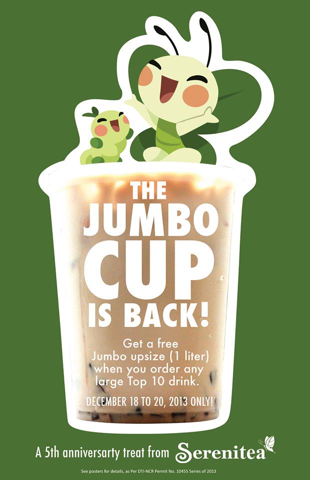 Serenitea Jumbo Drinks Free Upgrade December 2013