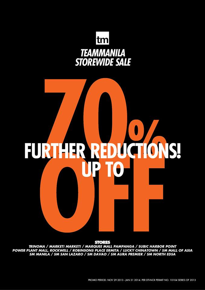 Team Manila Lifestyle Storewide Sale (Further Reductions)