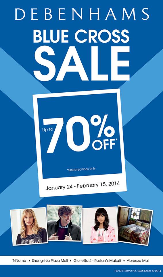 Debenhams Blue Cross Sale January - February 2014