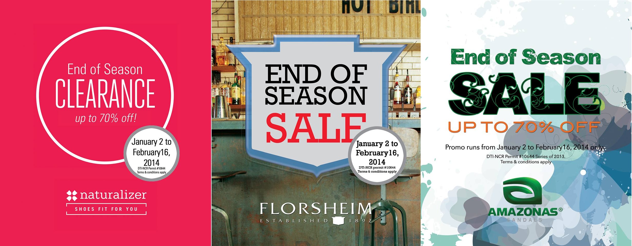 Naturalizer, Florsheim, Amazonas End of Season Sale January - February 2014