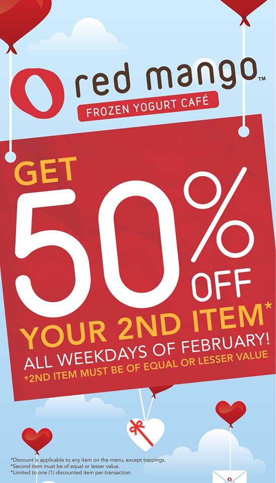 Red Mango Buy 1 Get 50% off your second item Promo February 2014 | Manila On Sale