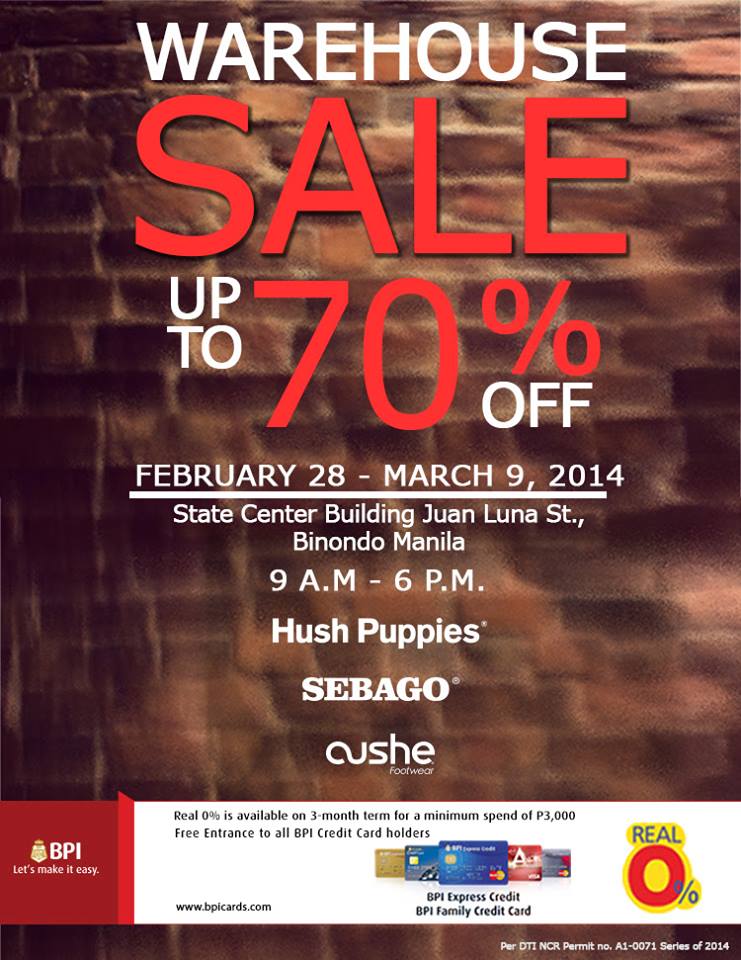 Hush Puppies, Sebago, Cushe Warehouse Sale @ State Center Building February - March 2014