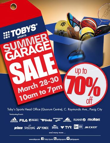 Tobys Sports Summer Garage Sale @ Quorum Center March 2014