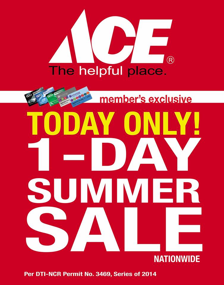 Ace Hardware 1-day Summer Sale for SMAC members April 2014
