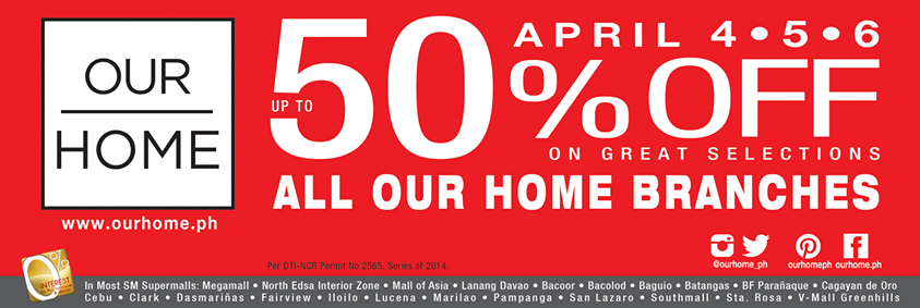 Our Home 3-Day Sale April 2014