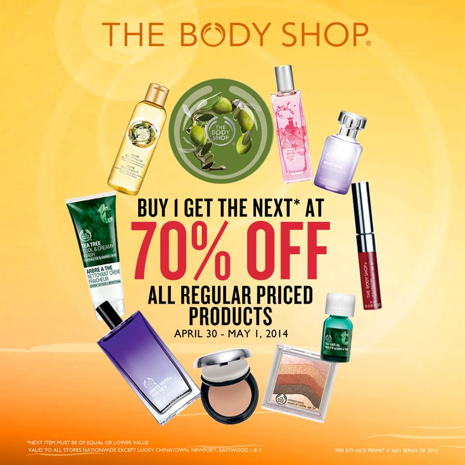 The Body Shop Buy 1 Get 70 off Promo April - May 2014