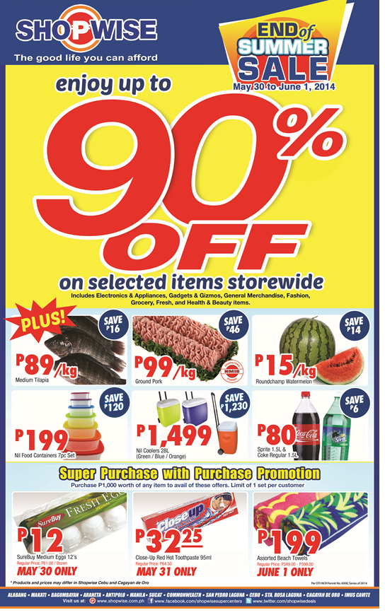 Shopwise End of Summer Sale May - June 2014