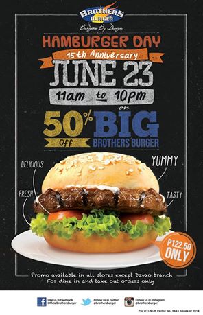 Brothers Burger Hamburger Day June 2014