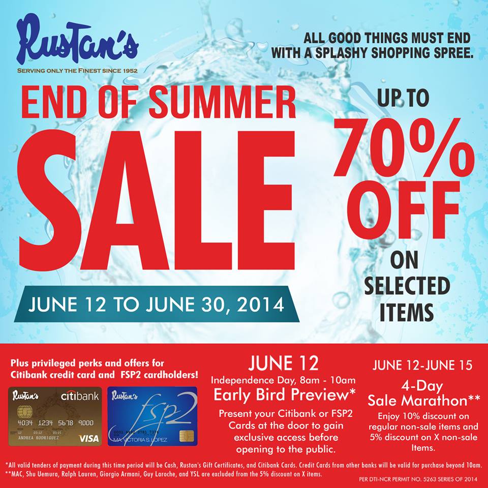 Rustan's End of Summer Season Sale June 2014