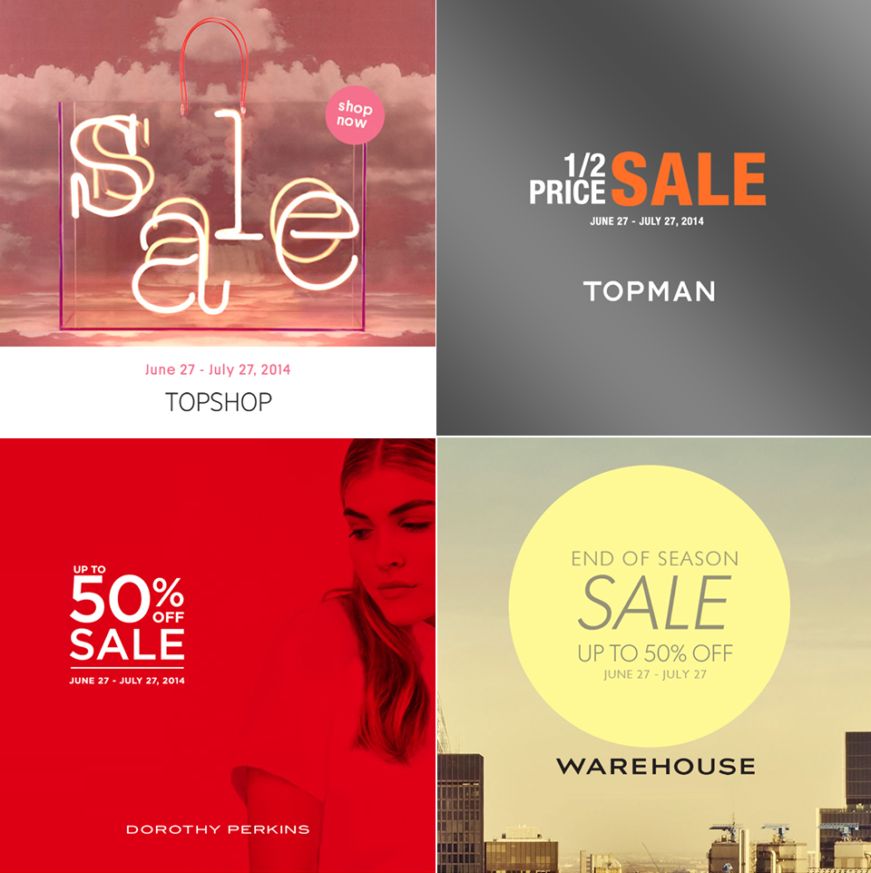 Topshop, Topman, Dorothy Perkins, Warehouse End of Season Sale June - July 2014