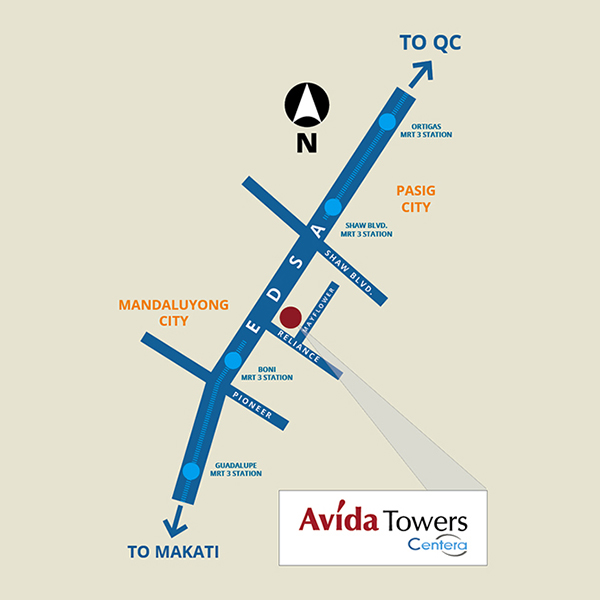 Avida Towers Centera location map