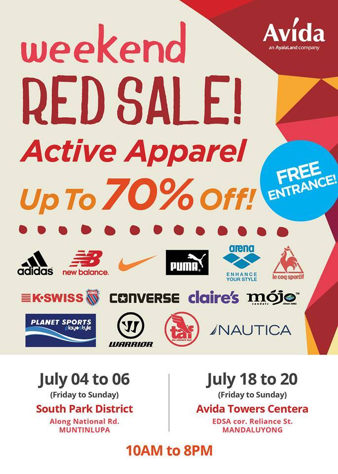 Avida Weekend Red Sale on Active Apparel July 2014