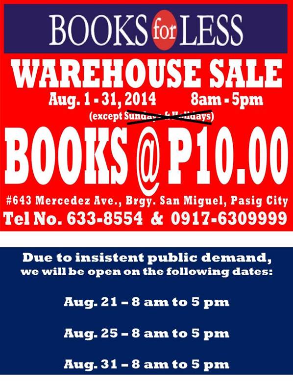 Books For Less Warehouse Sale August 2014