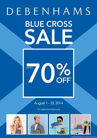 Debenhams Blue Cross Sale August 2014