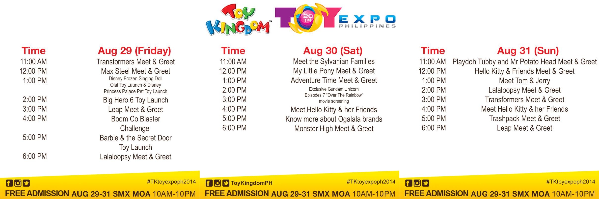 Toy Kingdom Toy Expo Schedule of Activities August 2014