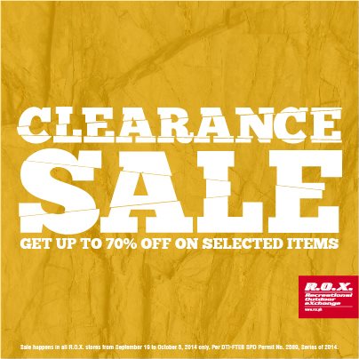 R.O.X. Clearance Sale September - October 2014