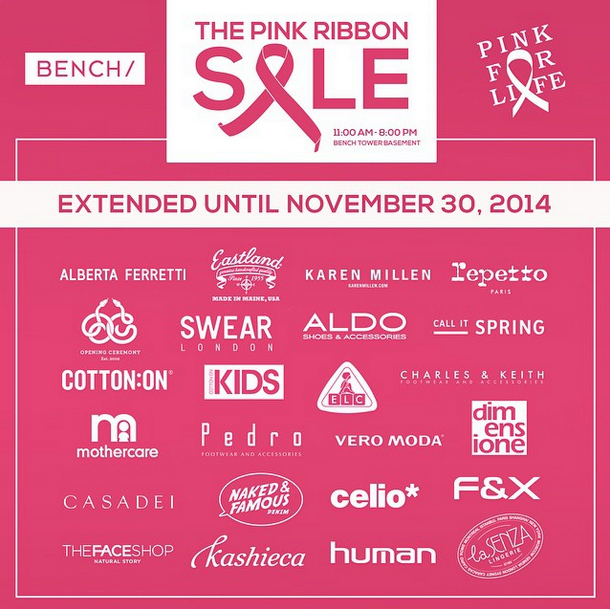 Bench The Pink Ribbon Sale @ Bench Tower October - November 2014