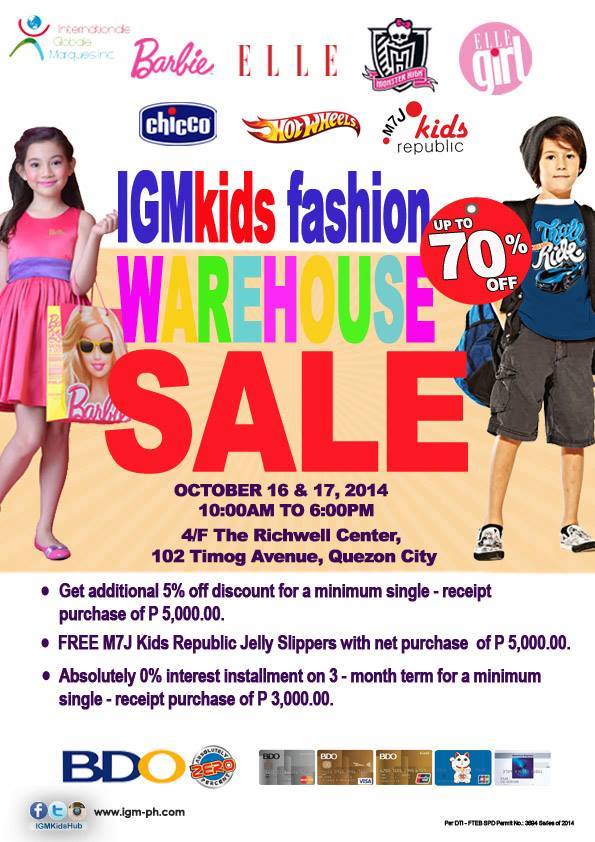 IGM Kids Fashion Warehouse Sale @ The Richwell Center October 2014